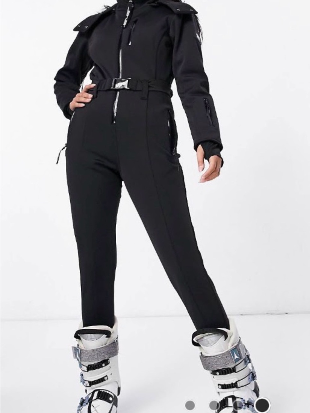 ASOS Black Ski Jumpsuit with Belted Waist